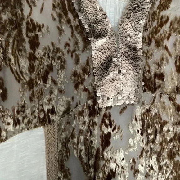Anthropologie gold velvet sequin blouse - Picture 2 of 5